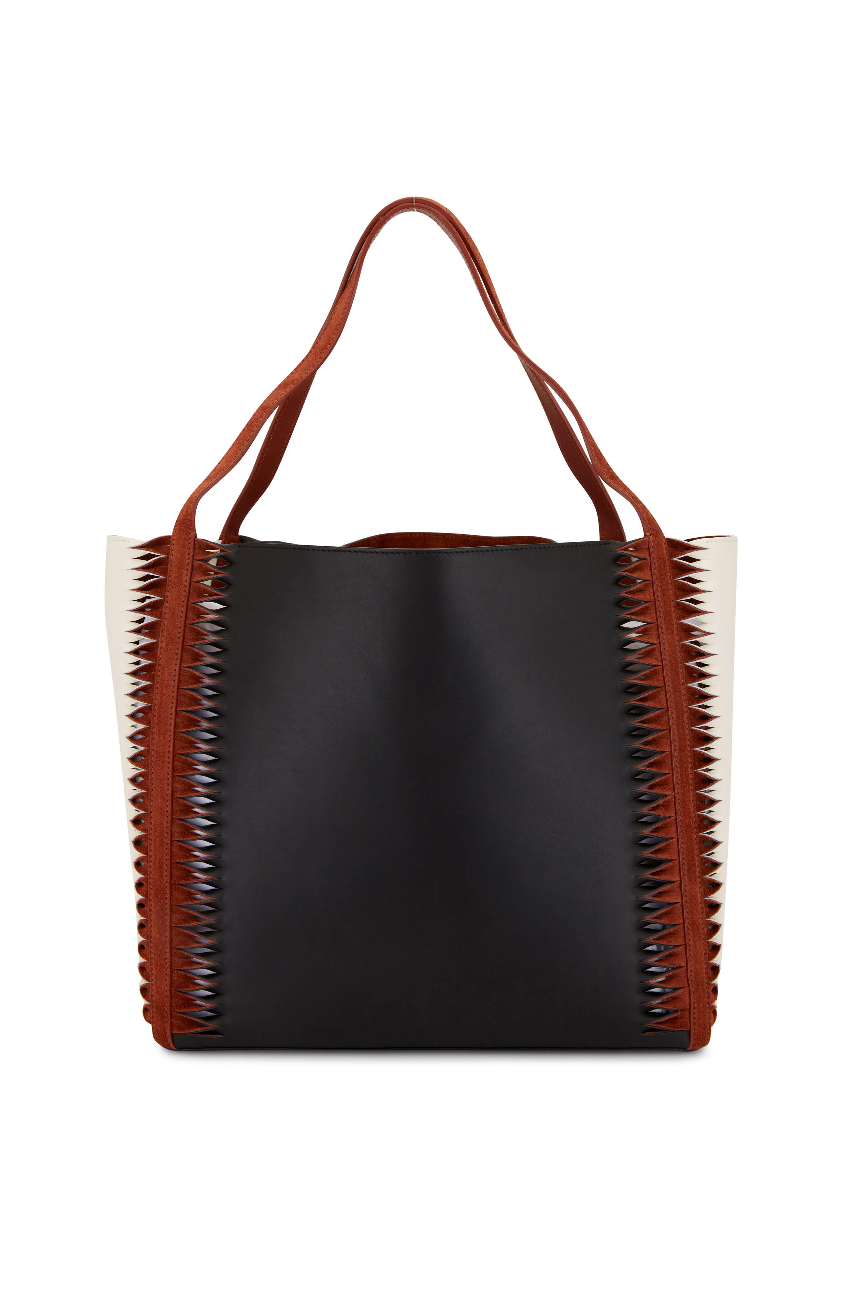 Chloé - Louela Black Tricolor Twisted Cut Out Leather Tote