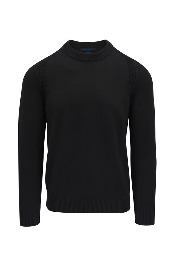 Patrick Assaraf Black Merino Wool Crewneck Sweater