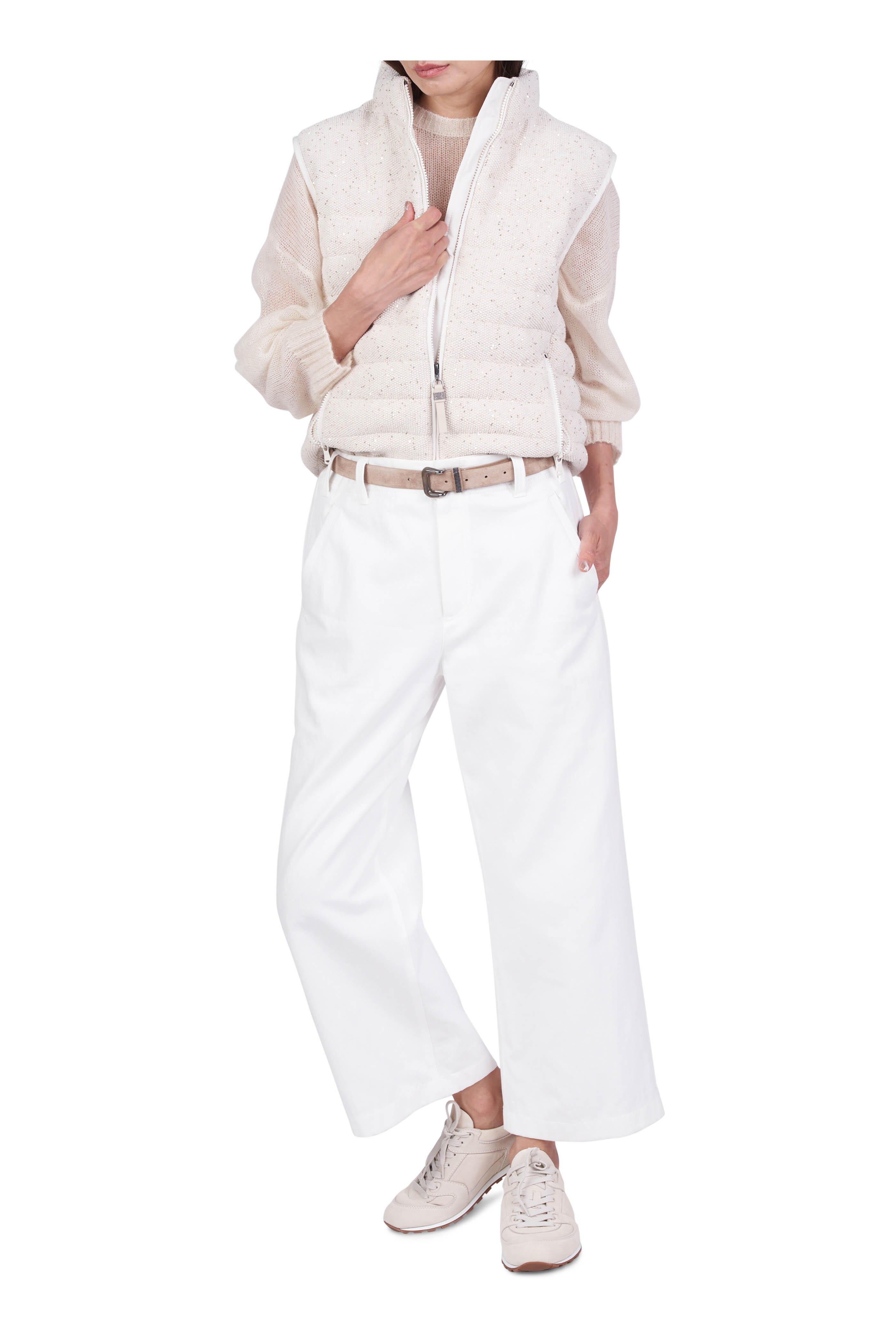 Brunello Cucinelli - Natural Cotton Bull Straight-Leg Ankle Jeans