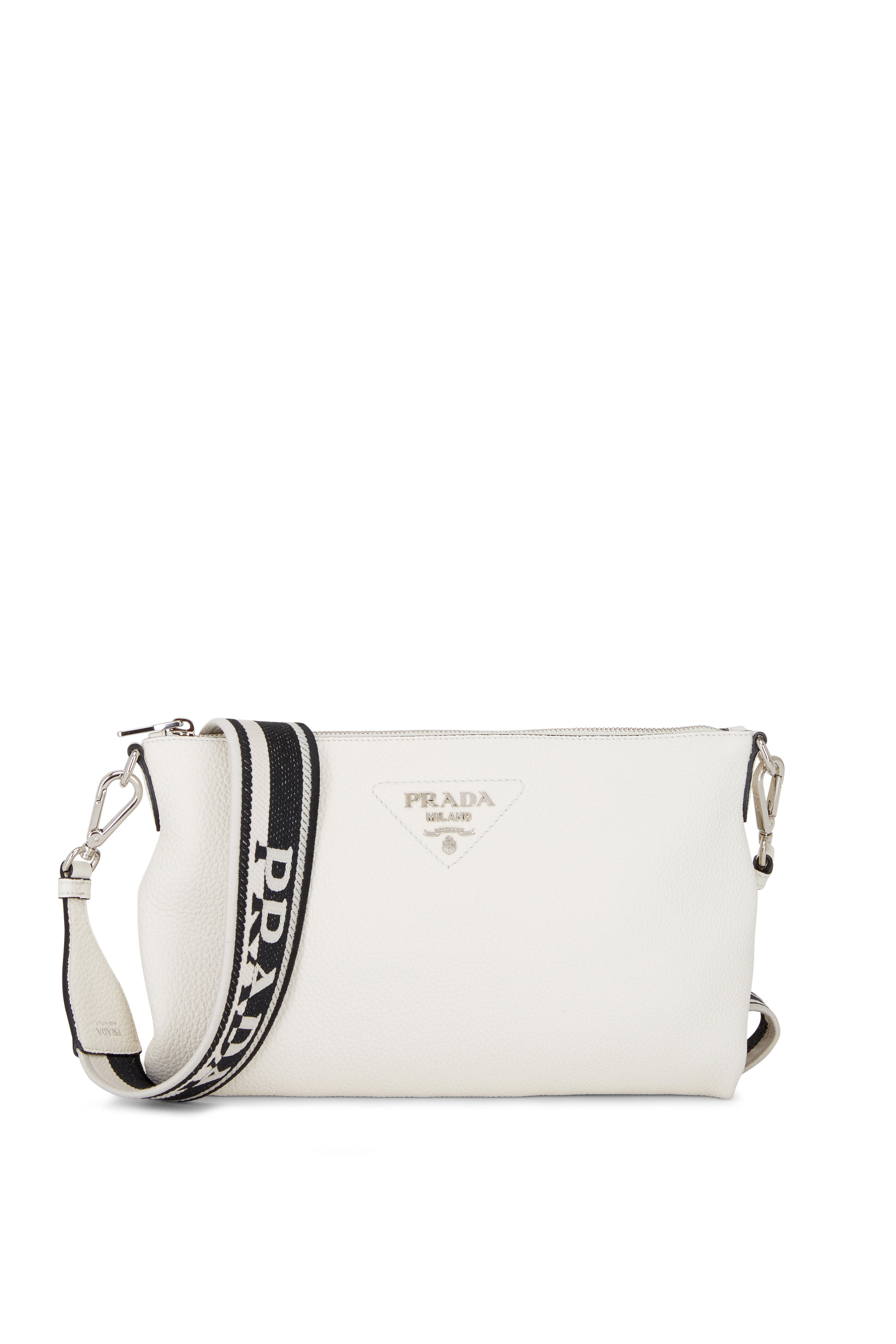 Prada - Vitello Diana White Leather Slim Shoulder Bag