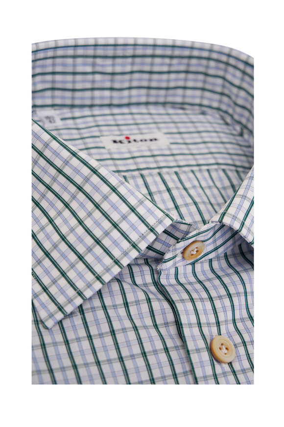 Kiton - Green Check Cotton Dress Shirt