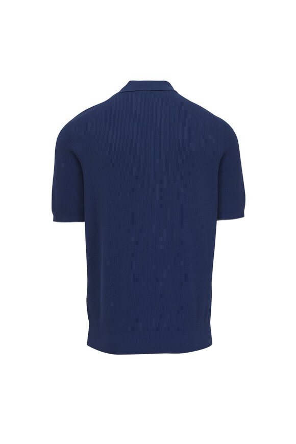 Brunello Cucinelli - Blue English Ribbed Cotton Polo