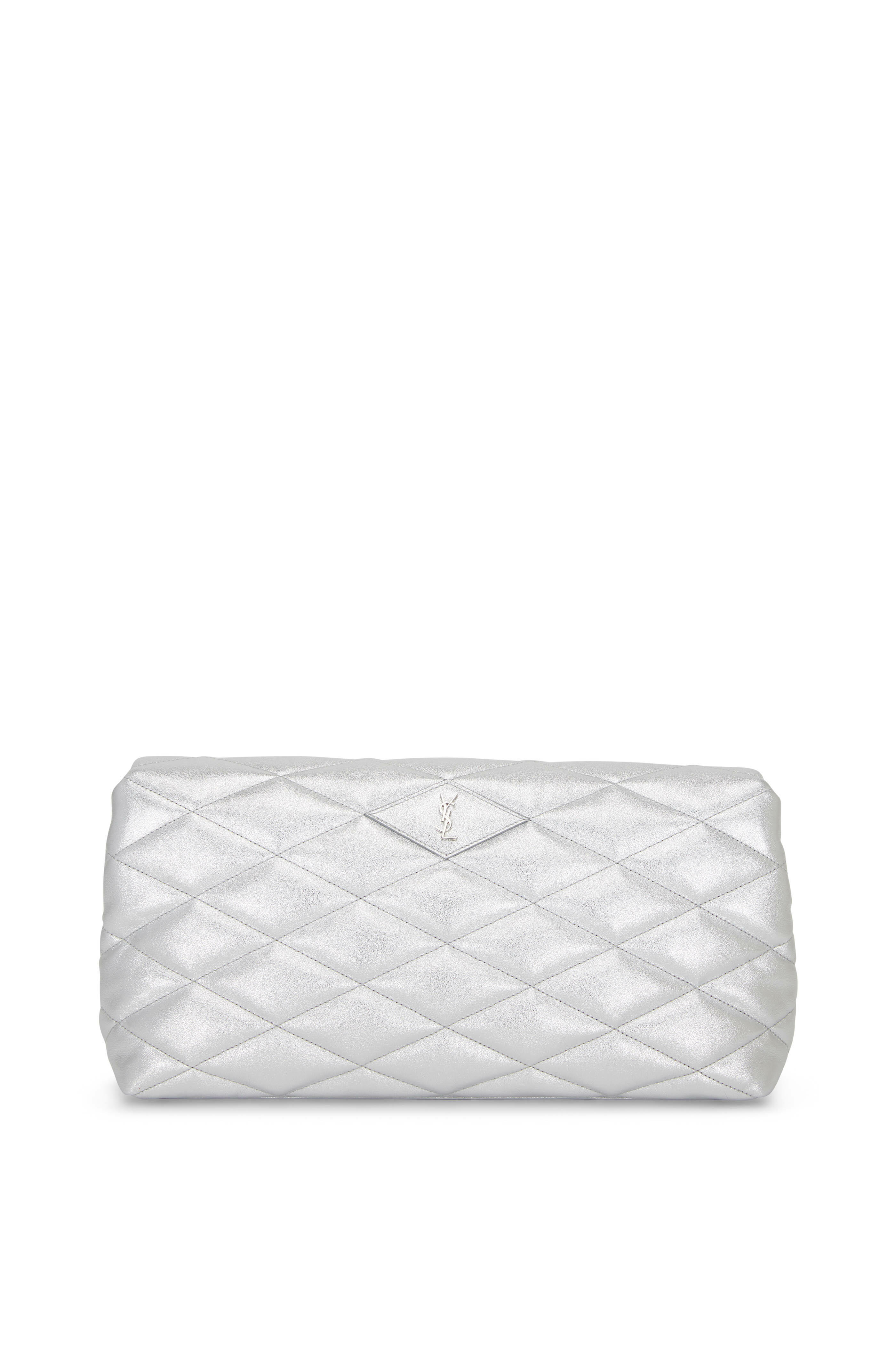 Saint Laurent Sade Puffer Envelope Clutch Bag - White - One Size