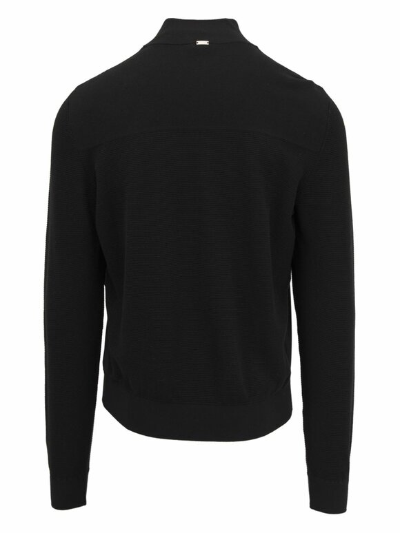 Herno - Black Waffle Stitch Cotton Zip Jacket