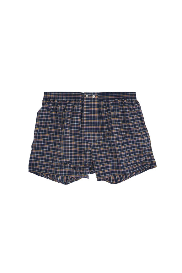 Derek Rose Barker 38 Navy Plaid Boxers