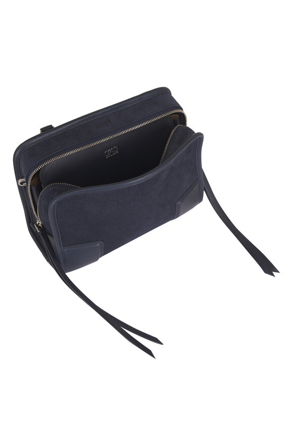 Loewe Small Amazona 180 Deep Navy Suede Top Handle Bag - view 6