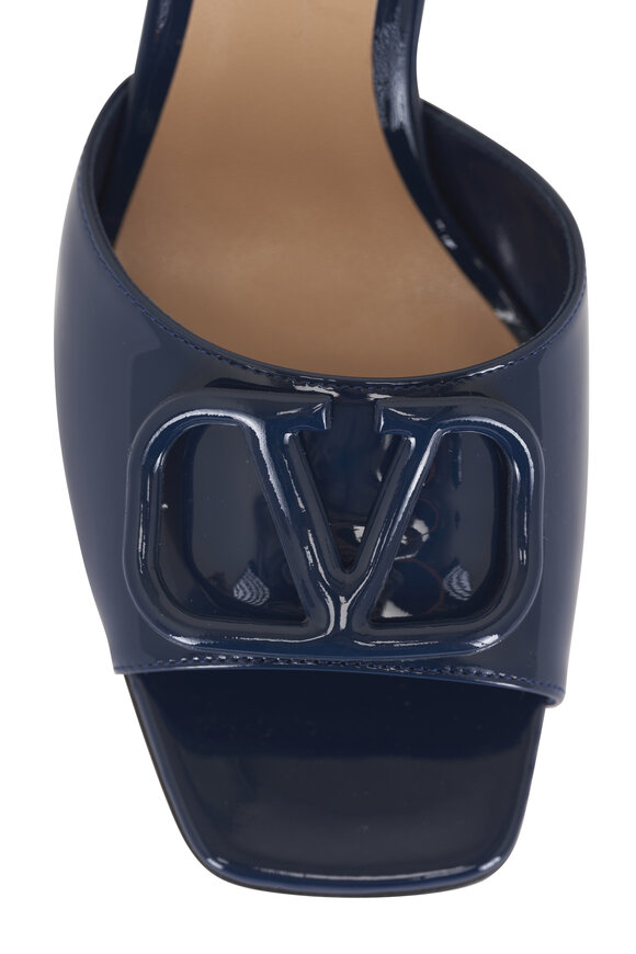 Valentino Garavani Navy Blue Patent Leather VLogo Sandal, 60mm - view 6