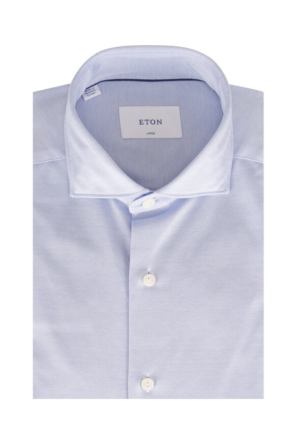 Eton Filo Di Scozia Light Blue Cotton Dress Shirt - view 1