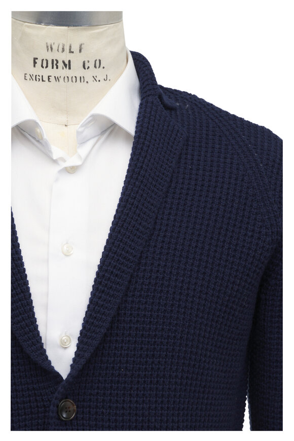 Peter Millar Birch Navy Blue Cashmere & Wool Sweater Blazer