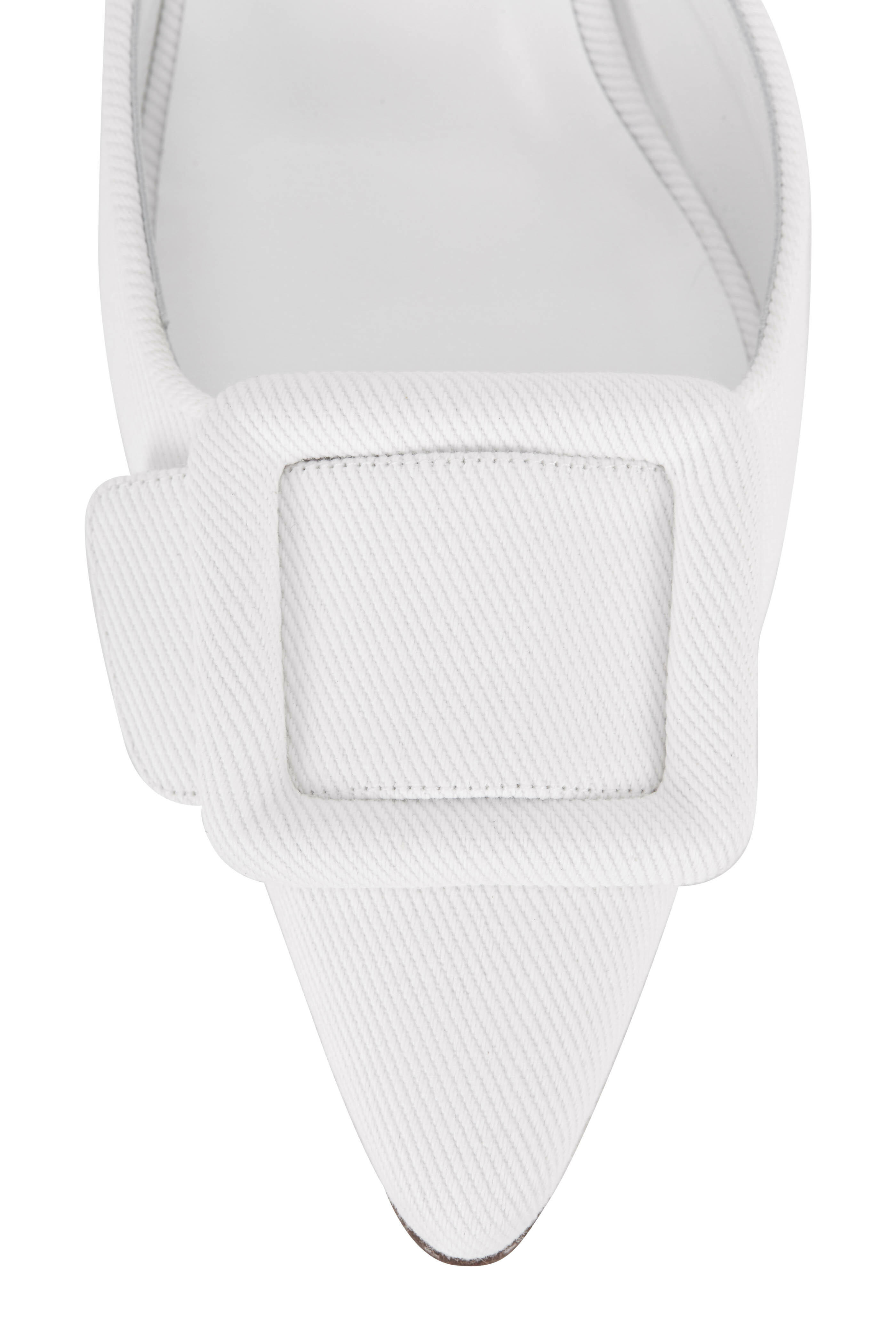 Manolo Blahnik - Maysale White Jeans Buckle Mule, 50mm