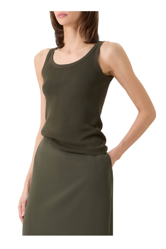 Akris Punto Olive Cotton Scoop Neck Knit Top - view 4