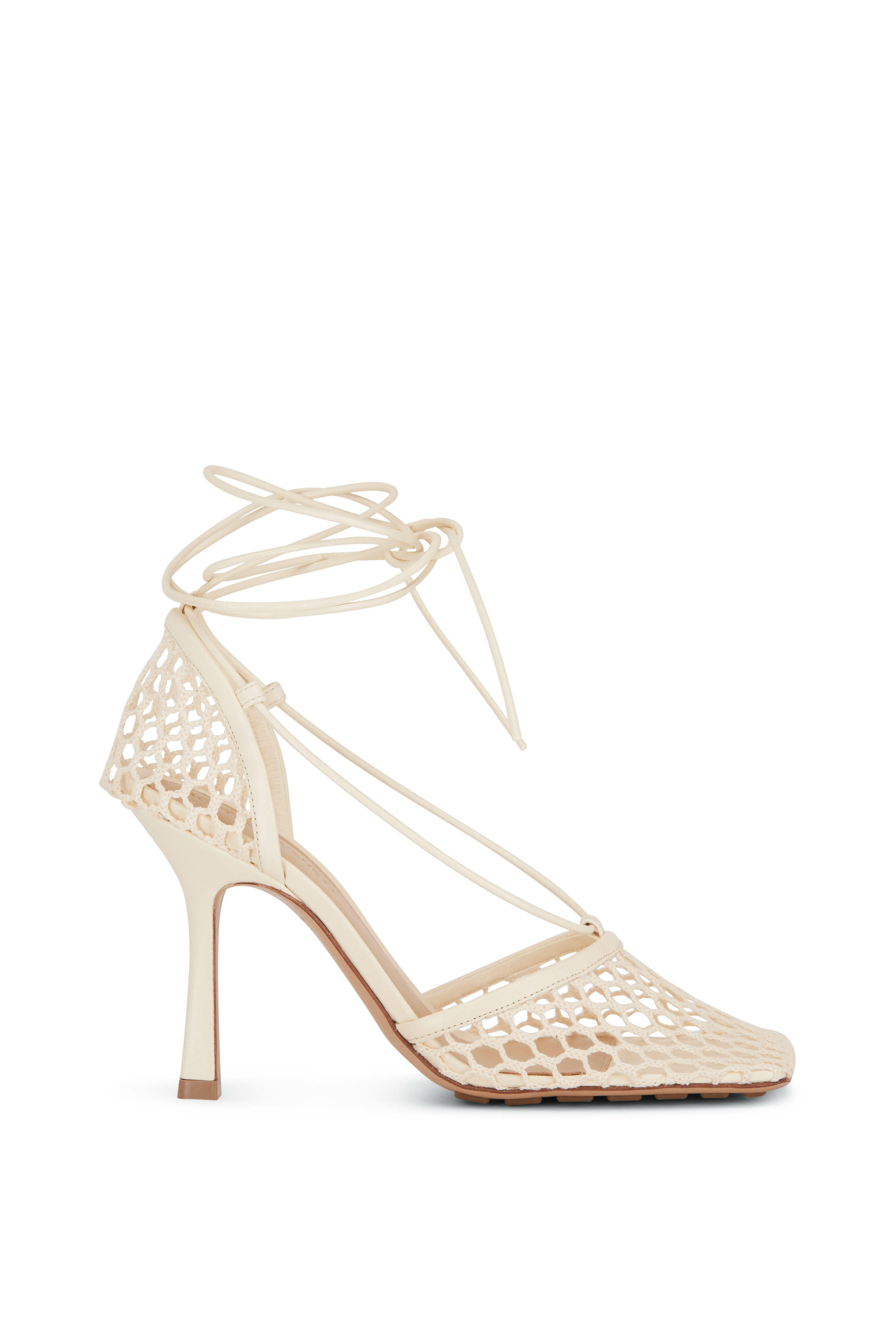Bottega Veneta - Web Toile Beige Mesh Sandal, 90mm
