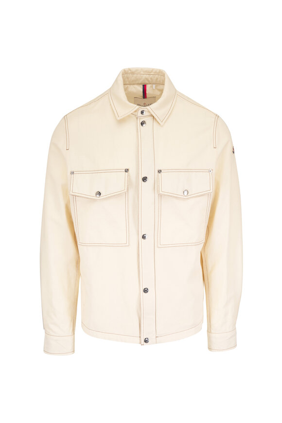 Moncler Watagua White Ivory Cotton & Linen Shirt Jacket - view 1