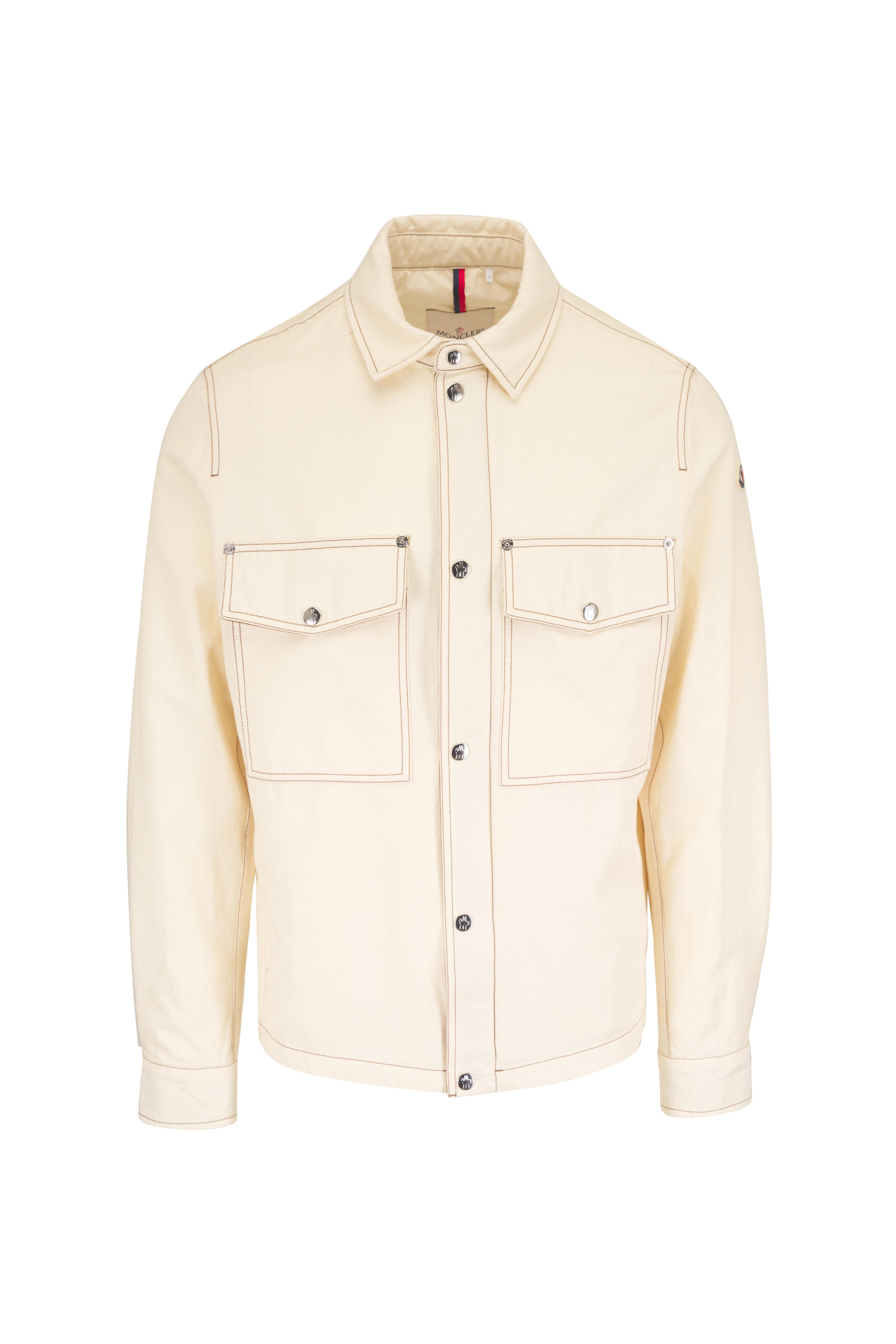 Moncler - Watagua White Ivory Cotton & Linen Shirt Jacket - view 1