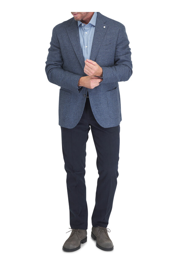 Maurizio Baldassari Santini Air Blue Herringbone Flannel Sport Shirt - view 2