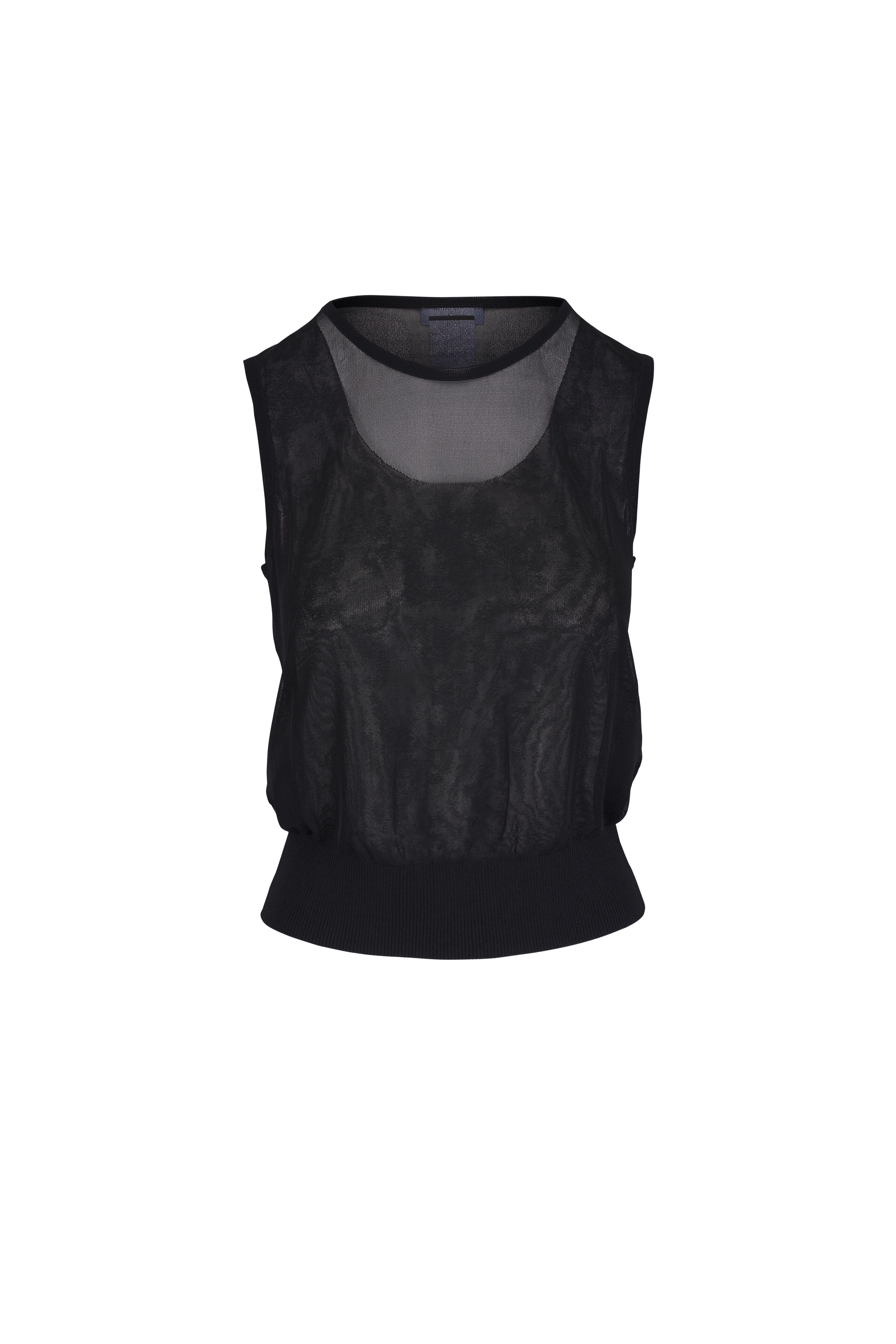 Akris Punto - Black Sheer Knit Crewneck Tank