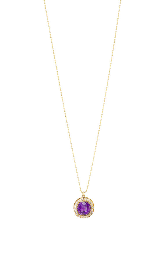 Renee Lewis 18k Yellow Gold Amethyst & Diamond Necklace