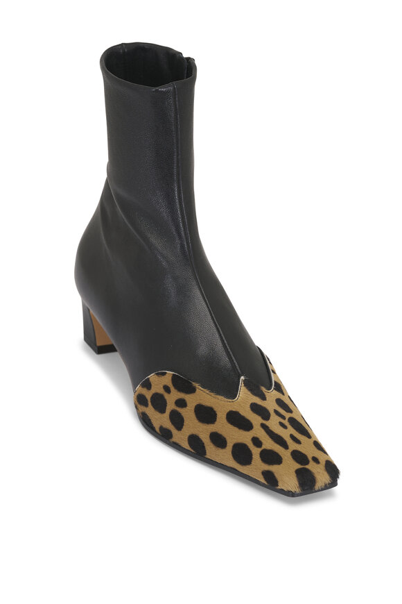 Khaite Nevada Black Hyena Print Low Stretch Leather Boot