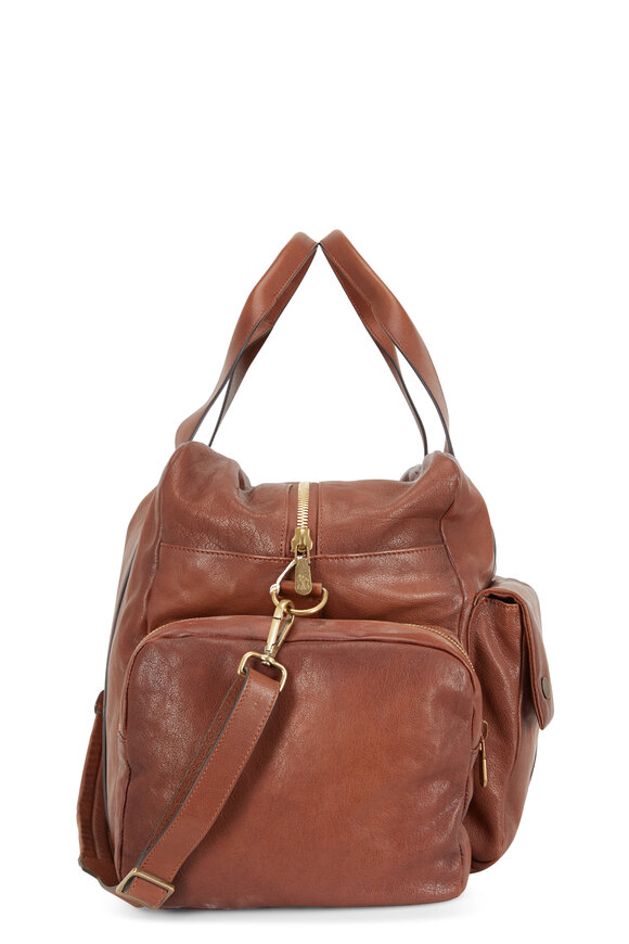 Brunello Cucinelli - Medium Brown Leather Duffle Bag