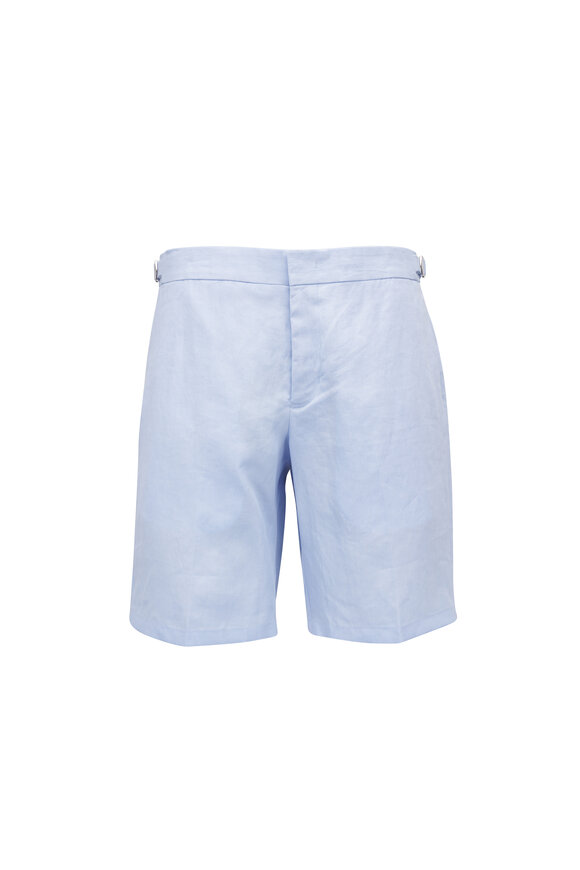 Orlebar Brown Norwich Springwater Blue Linen Shorts