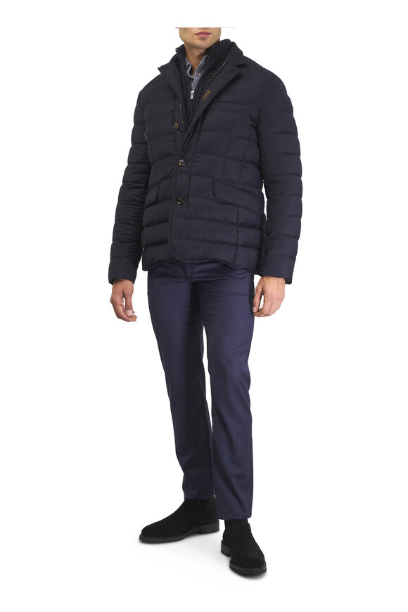 Maurizio Baldassari Navy Blue Flannel Five Pocket Pant - view 2