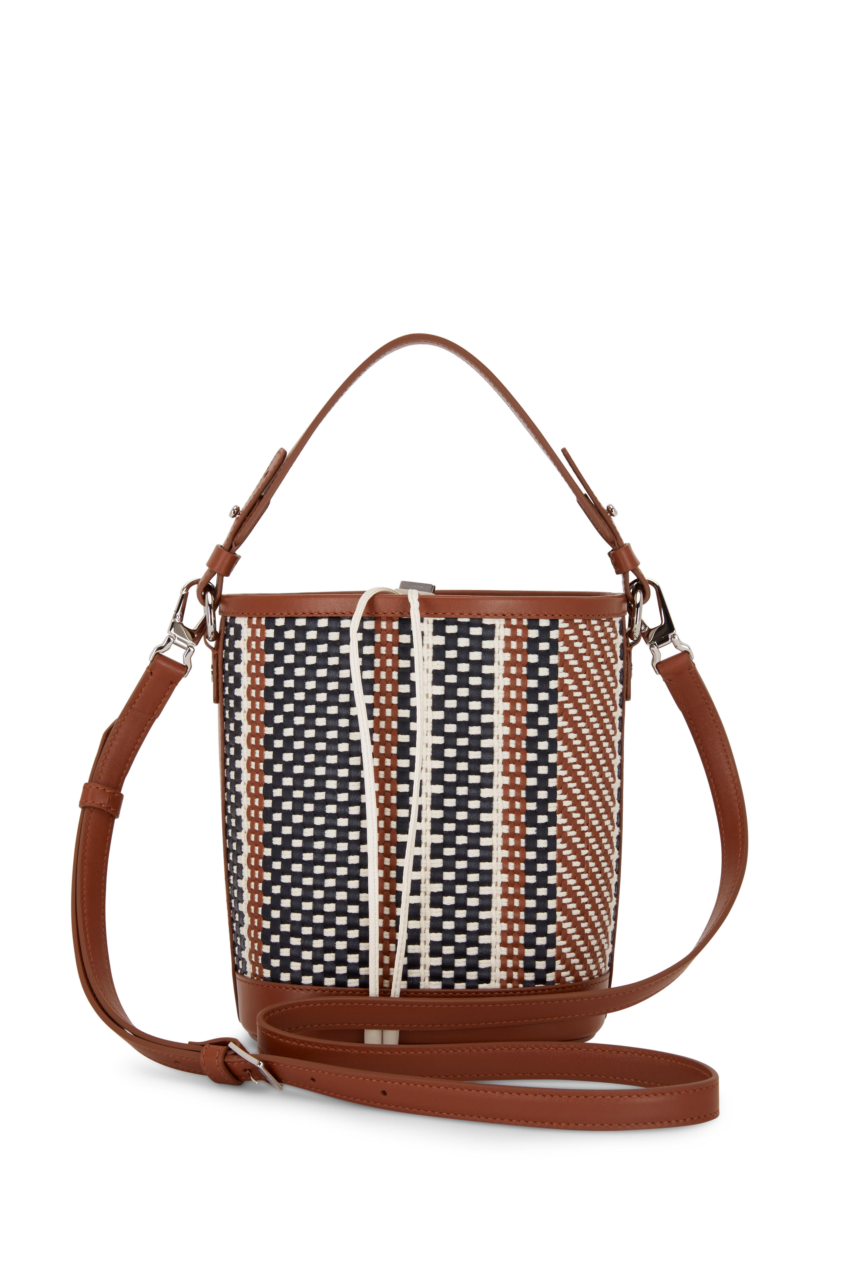 Loro Piana - Artemis Saddle Brown & Navy Weaved Bucket Bag
