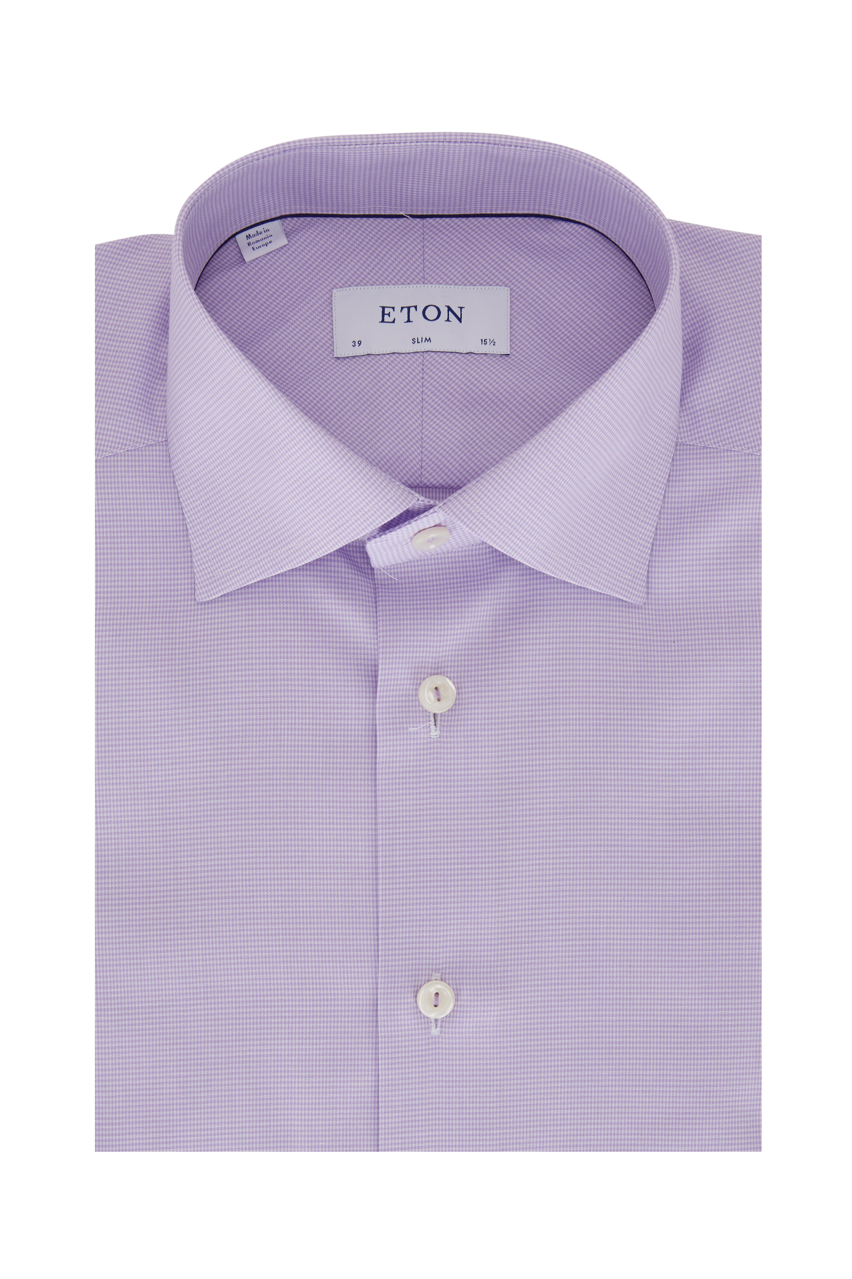 Eton - Lavender Mini Houndstooth Slim Fit Dress Shirt