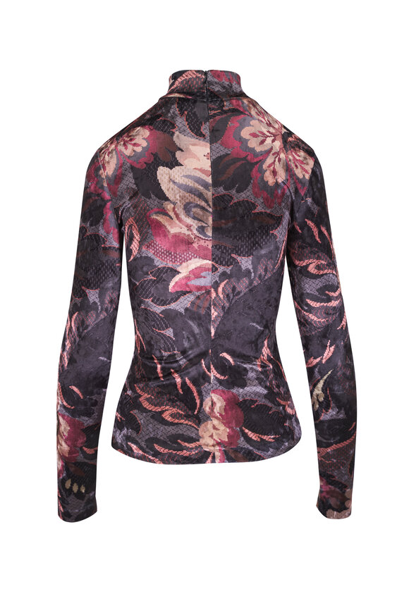 Etro - Gray Multi Velvet Printed Mock Neck Top