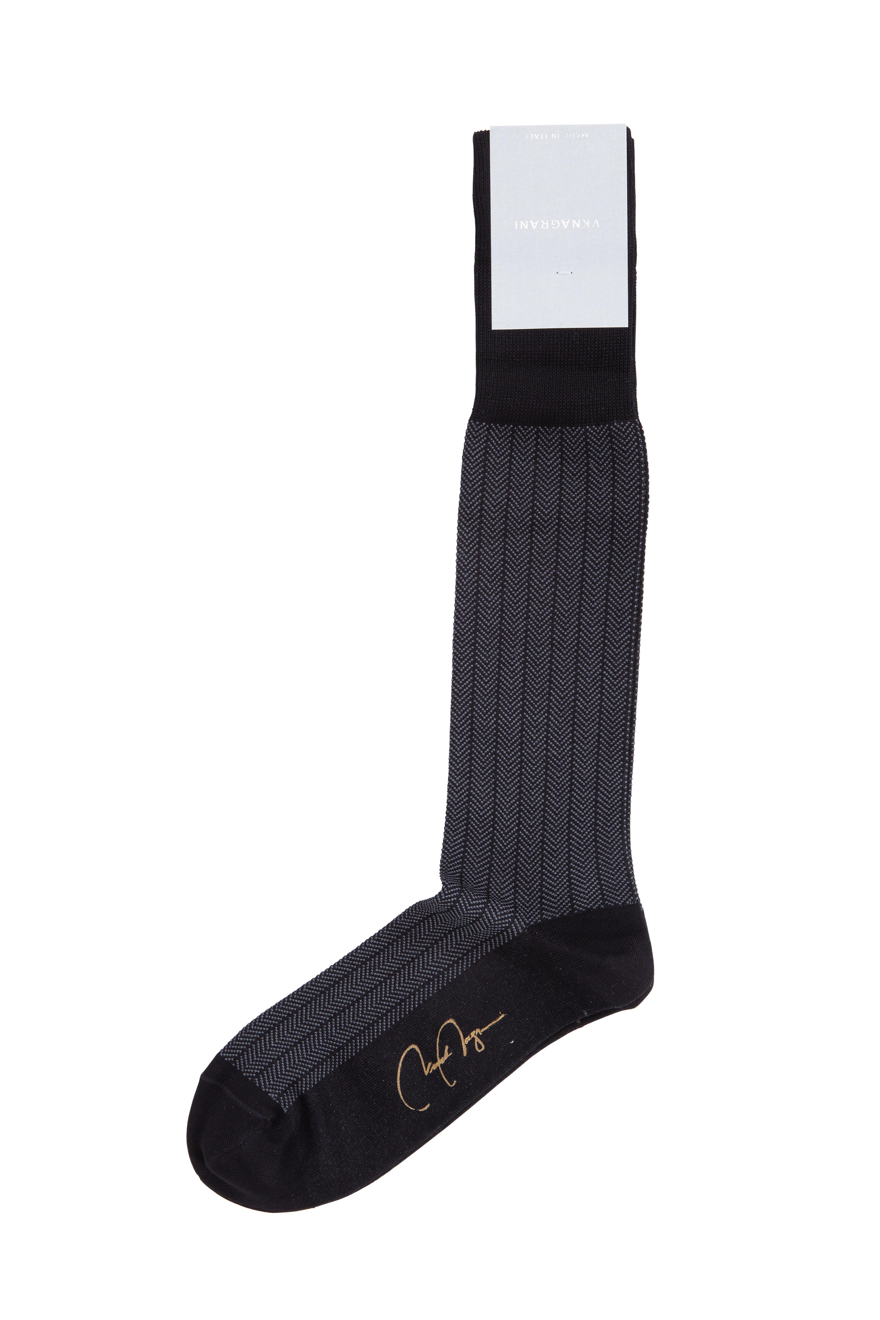 VKNagrani - Black Mini Herringbone Cotton Fancy Dress Socks