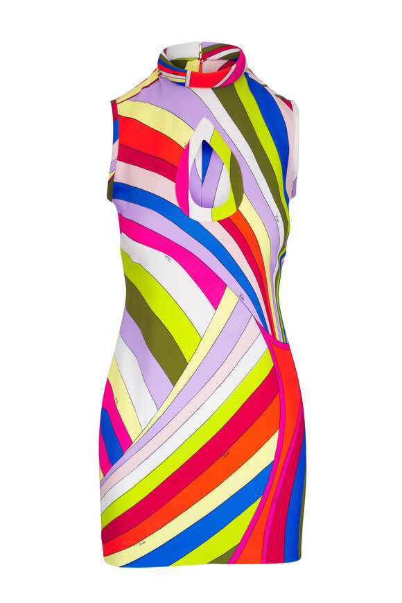 Pucci - Multicolor Crepe Keyhole Mini Dress