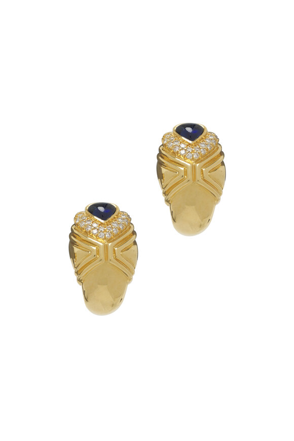 Vintage Collection - Yellow Gold Sapphire & Diamond Earrings