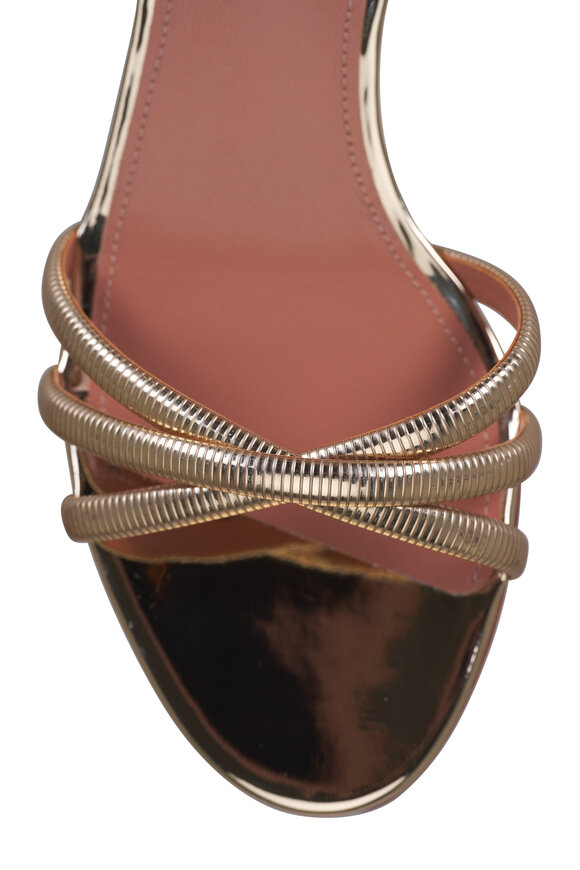 Aquazzura Heatwave Gold Strappy Leather Sandal, 35mm - view 5