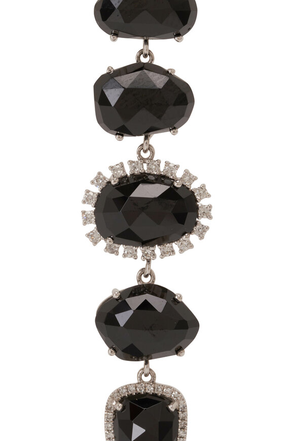 Kai Linz - Black Spinel & Diamond Drop Earrings