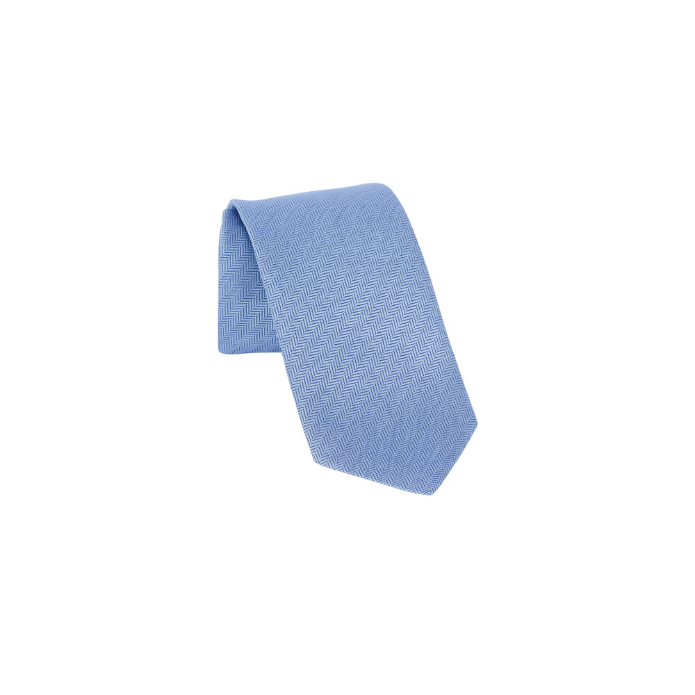 Eton Light Blue Herringbone Silk Necktie Mitchell Stores