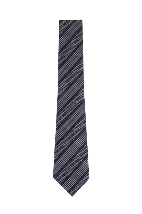 Zegna Grey Striped Necktie - view 1