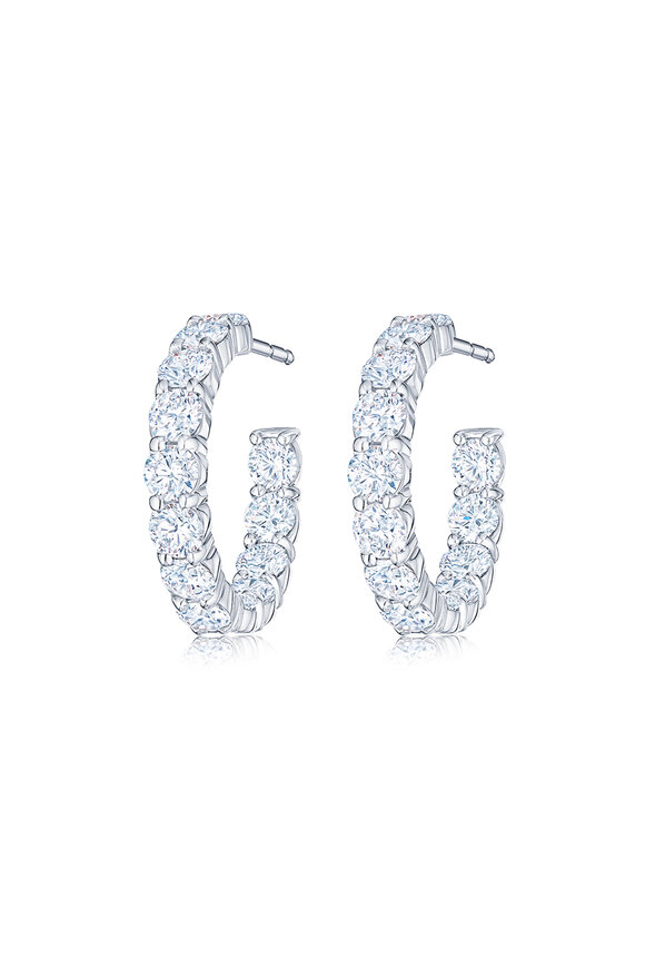 Kwiat - 18K White Gold Diamond Hoop Earrings
