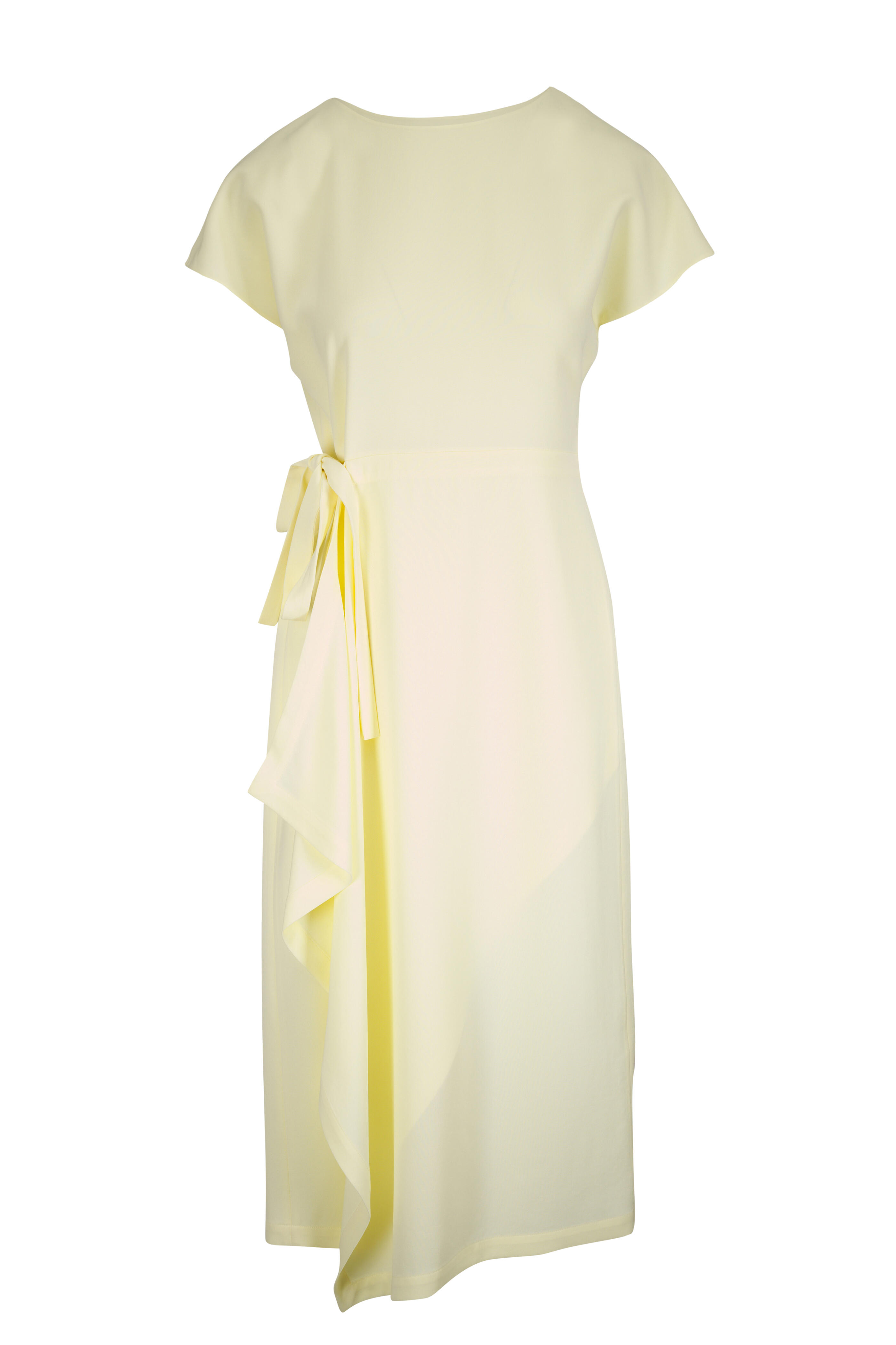 Lafayette 148 New York - Yellow Chalk Draped Side Tie Midi Dress