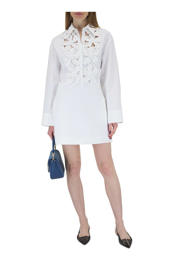 Valentino - Embroidered Compact Poplin Short Dress 