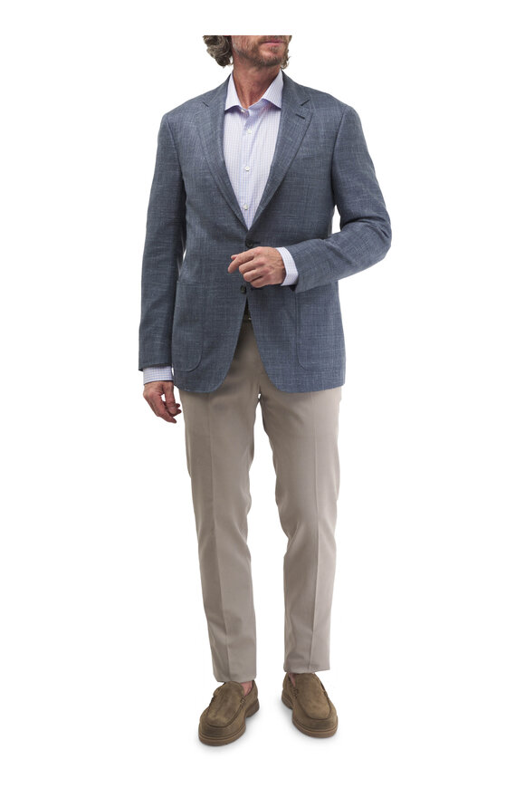 Canali - Kei Blue Wool, Silk & Linen Sportcoat