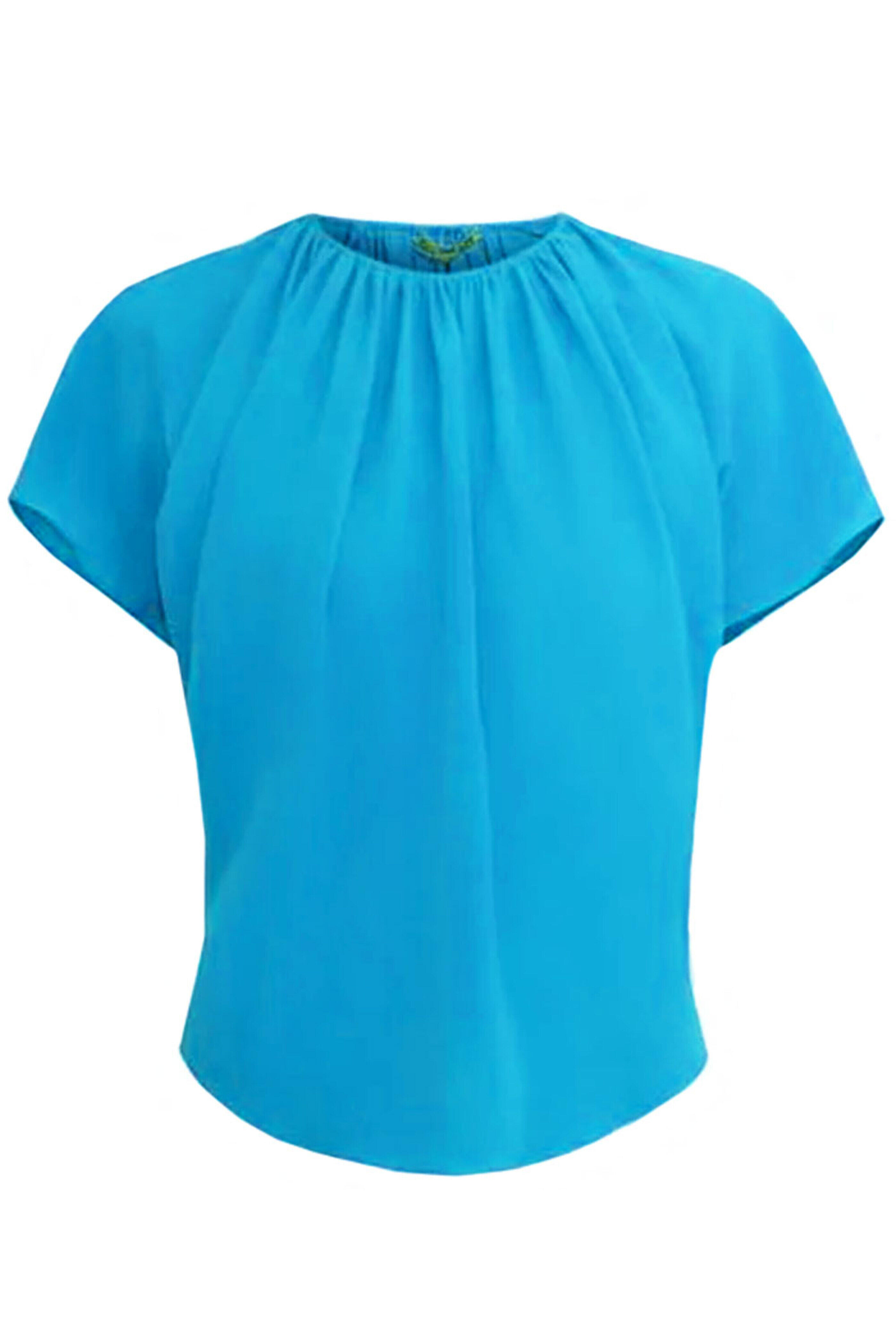 Edeline Lee - Blue Crinkle Georgette O Neck Oracle Blouse