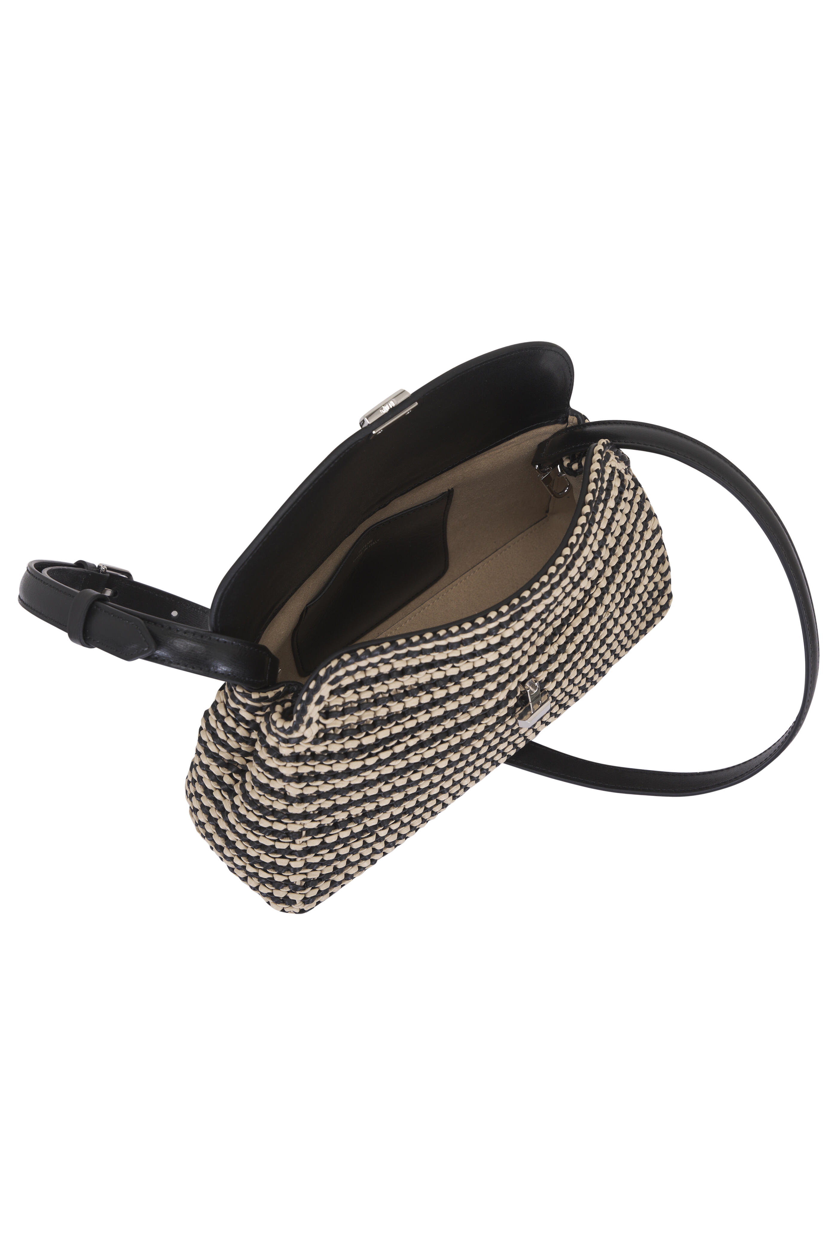 Totême - T-Lock Black & Sand Woven Leather Clutch - view 6