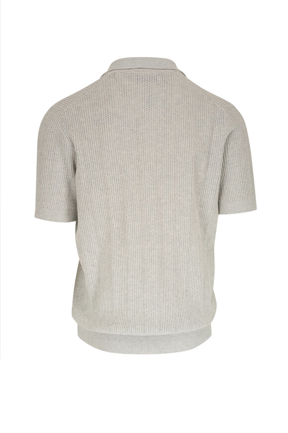 Brunello Cucinelli - Light Gray Knit Cotton Polo