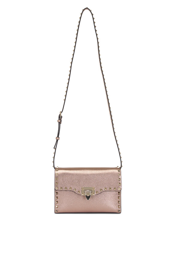 Valentino Garavani Small Rockstud Laminated Rose Cannel Crossbody