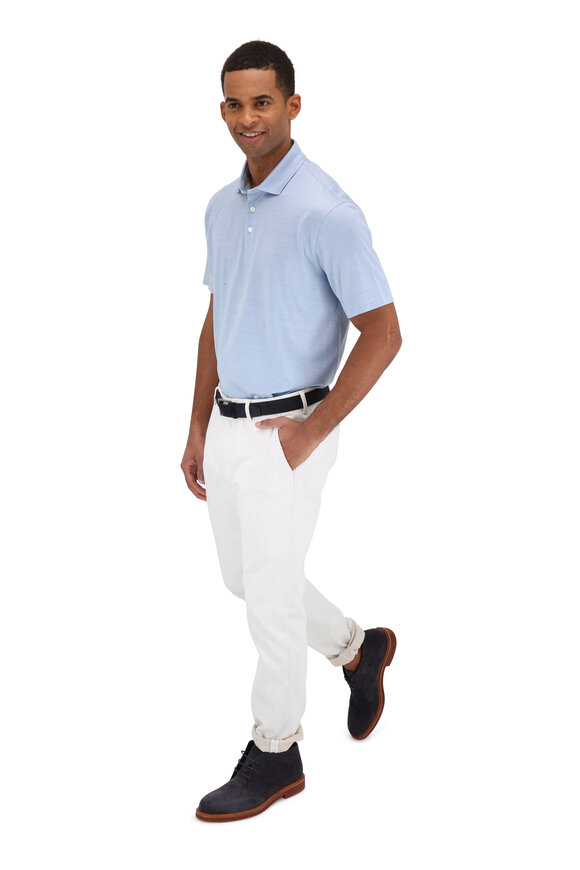 Zegna - Light Blue Cotton & Silk Polo