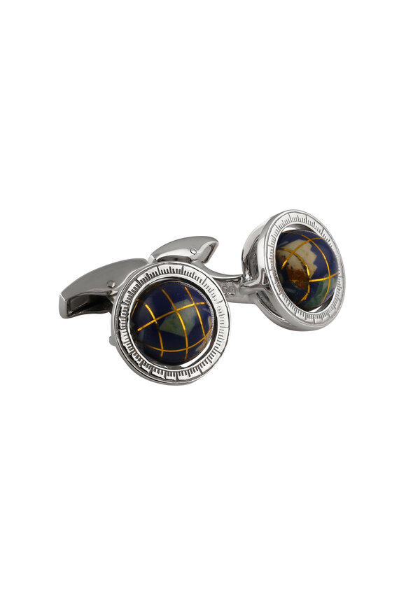 Tateossian - Globe Lapis & Sterling Silver Cufflinks