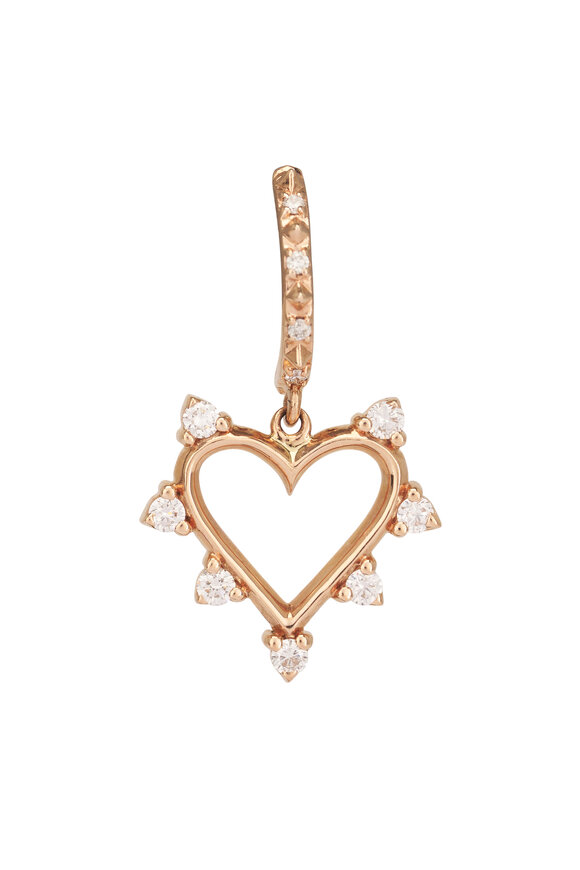 Marlo Laz 14k Yellow Gold Open Heart Diamond Earrings - view 2
