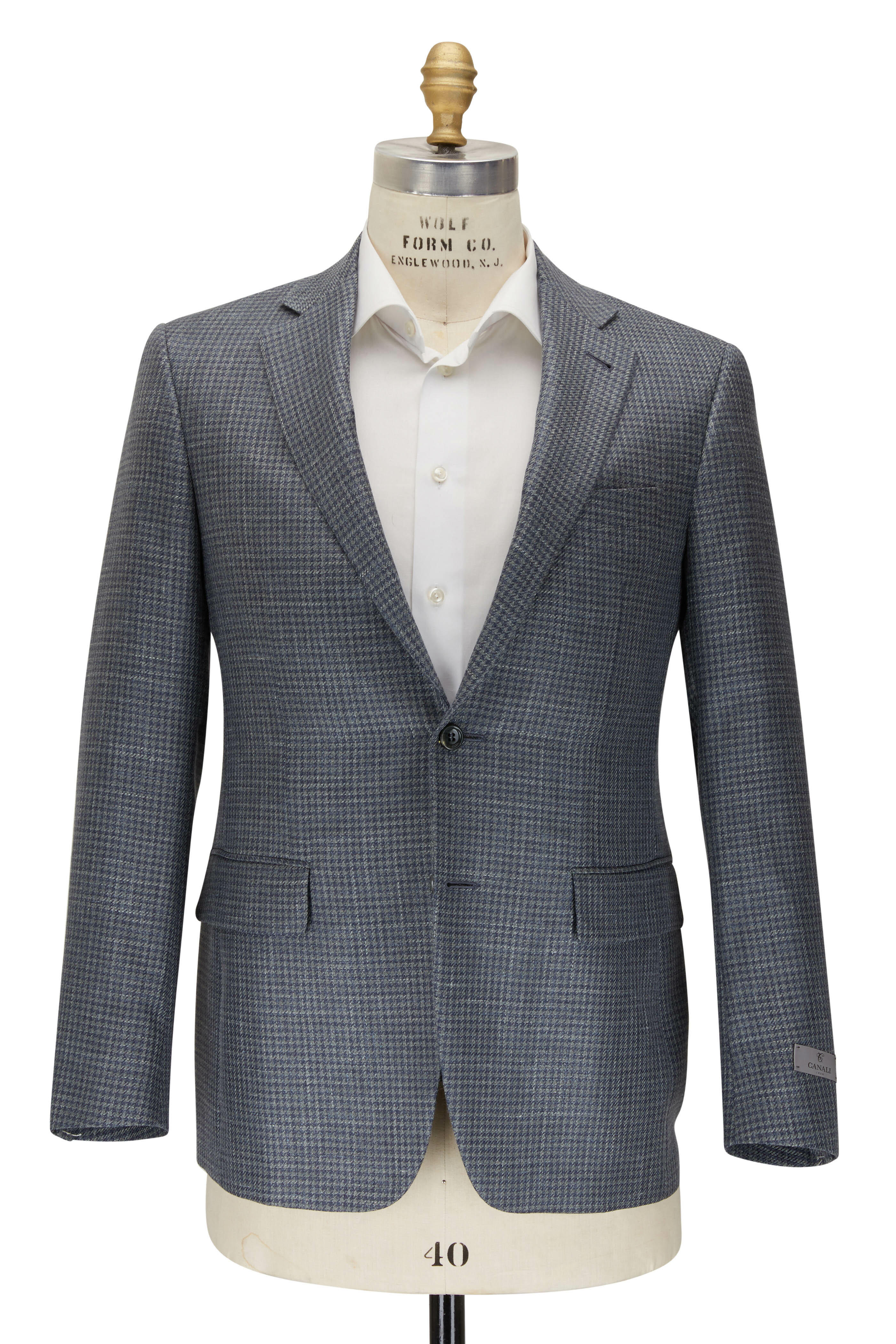 Canali - Kei Olive & Blue Houndstooth Sportcoat