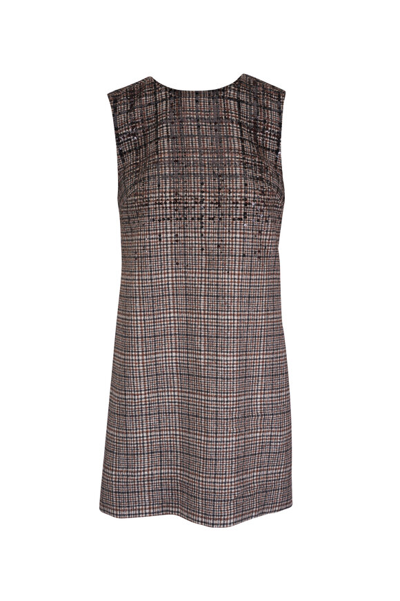 Brunello Cucinelli Brown Dazzling Degradé Embroidered Mini Dress - view 1