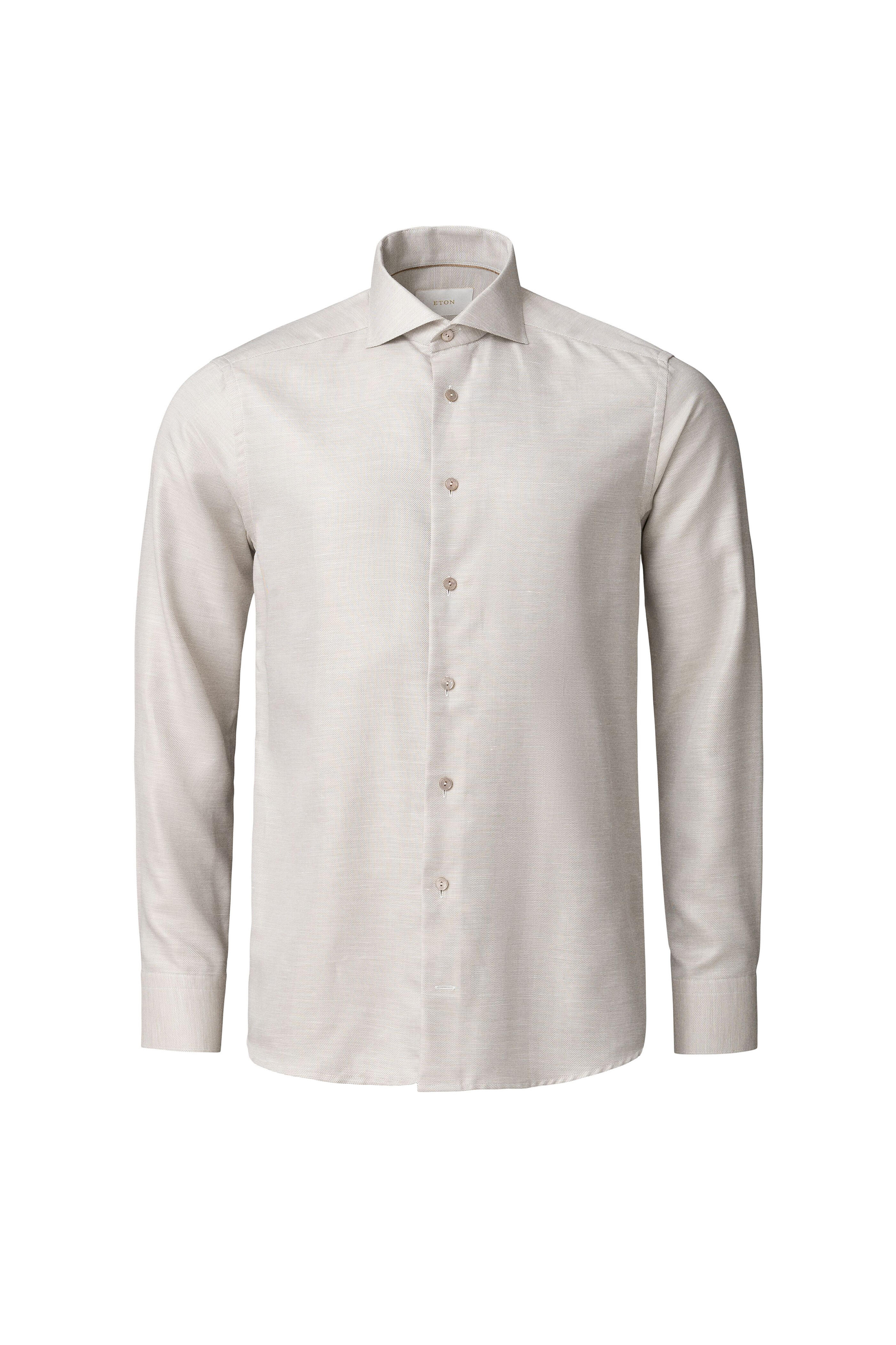 Eton - Beige Cotton & Linen Dress Shirt - view 5