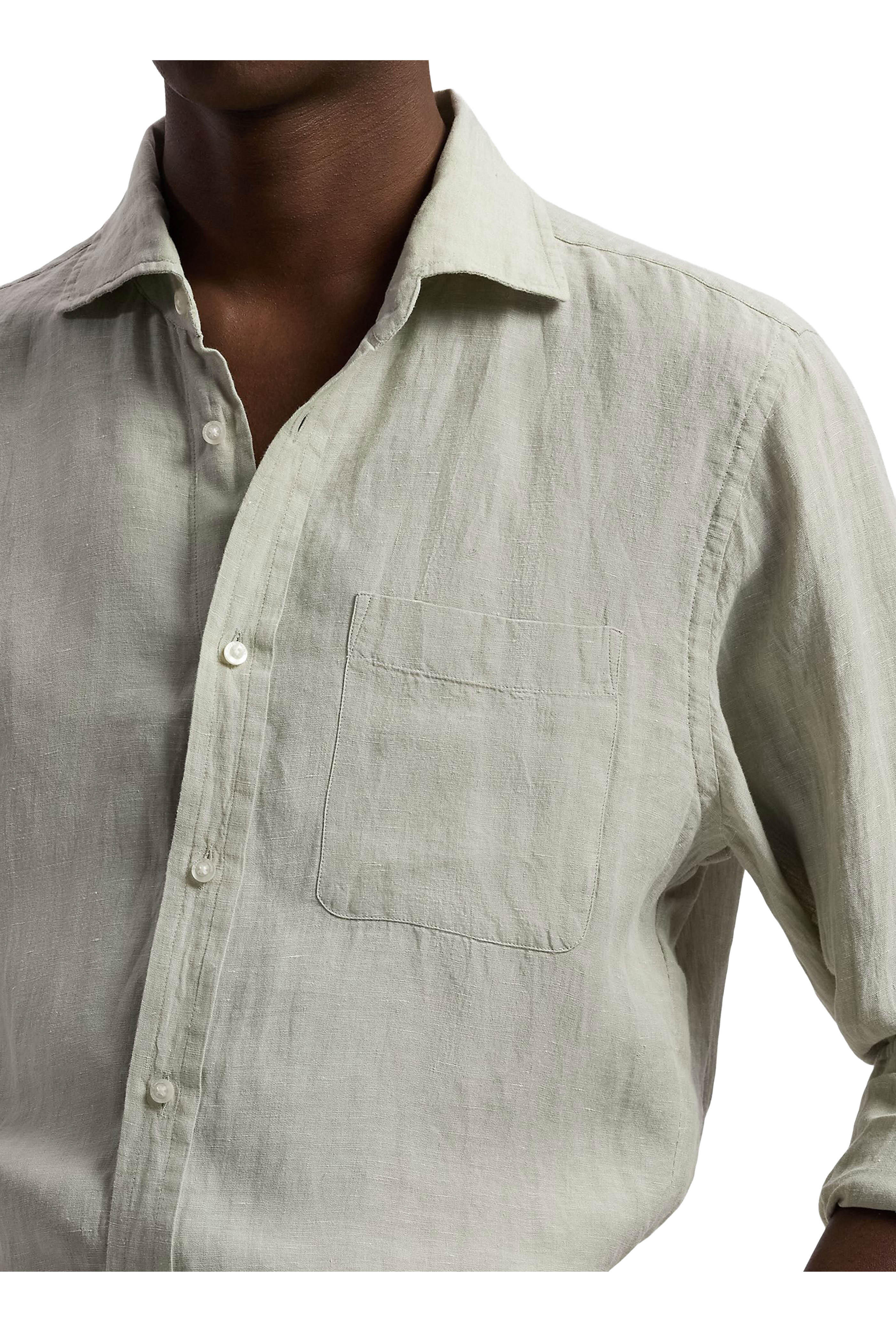 Ralph Lauren Purple Label - Cactus Green Chambray Linen Sport Shirt - view 5